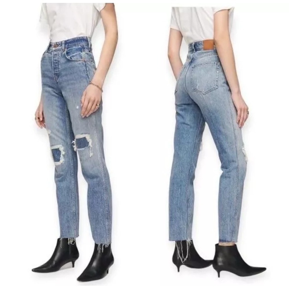 Anine Bing Jeans Women's 30x28.5 Betty High Rise Relaxed Slim Medium Wash Hippie